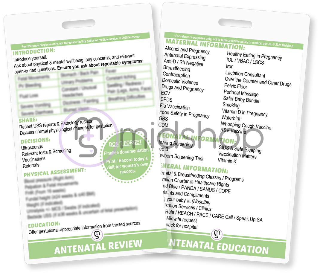 Antenatal Midwife Review Guide. Midwifery Review Guide. Antenatal Appointment Guide. Antenatal Clinic Appointment Prompts