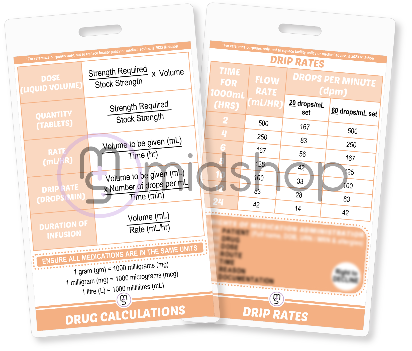 Drip Rate Sticker Drug Calculation & Drip Rates – Midshop Australia
