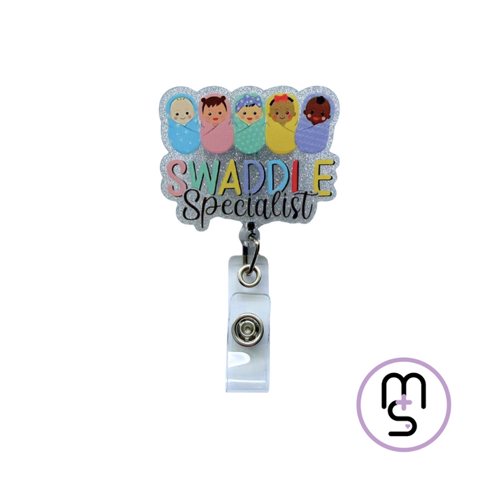 Swaddle Specialist. Badge reels for midwives. ID clip reel. Student midwife card holder. ID holder. Cute midwife badge reel. Retractable badge reel